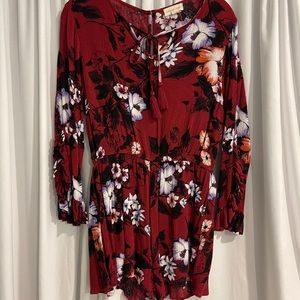 Burgundy floral romper